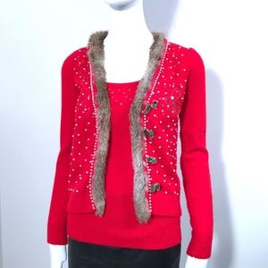 BCBG Maxazria Womens Wool Top and Cardigan